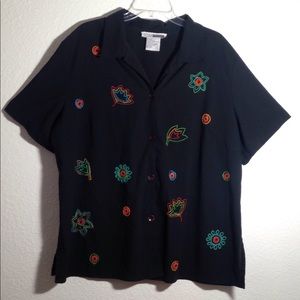 FINAL MARKDOWN Ladies' C. M. Shapes SS Embroidered Blouse 1x